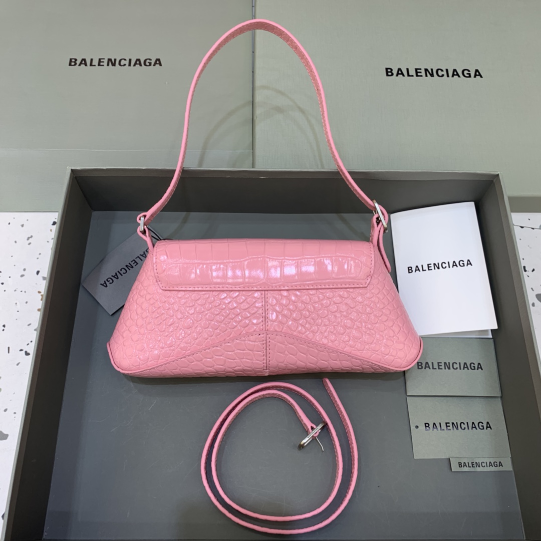 Balenciaga XX Small Flap Bag Crocodile Embossed Pink